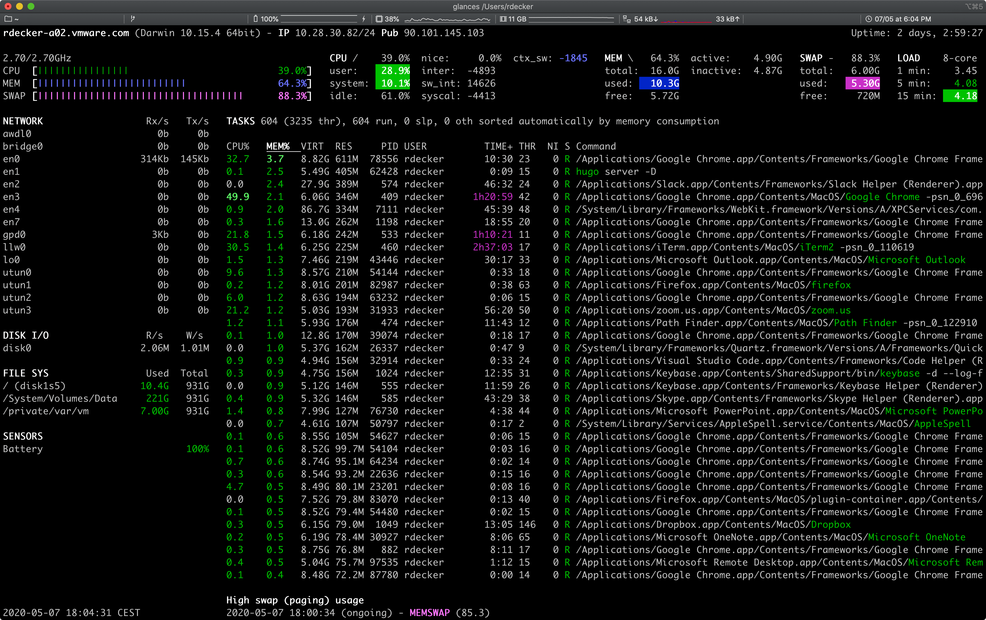 Tooling Monitor Your Operating Systems With Glances Cloudmaniac Net Romain Decker