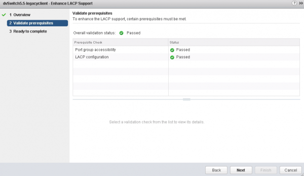 Validate prerequisites for converting to Enhanced LACP Support