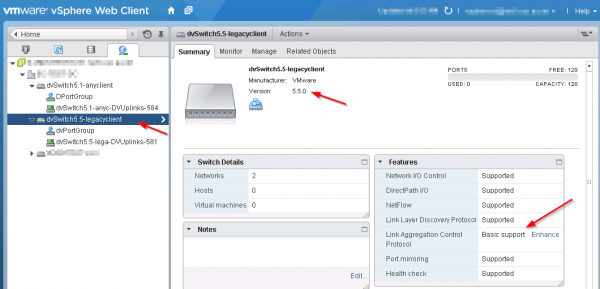 Enhance LACP Support with Distributed Switch 5.5.0