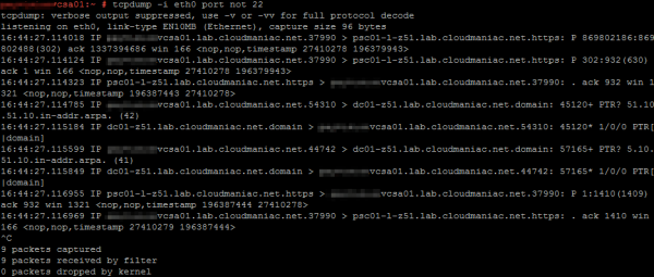How-to do a tcpdump in vCenter Server Appliance (vCSA) ?