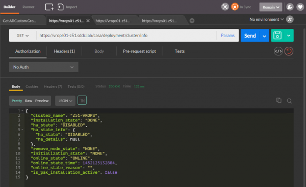 vROps CaSA API: get cluster info