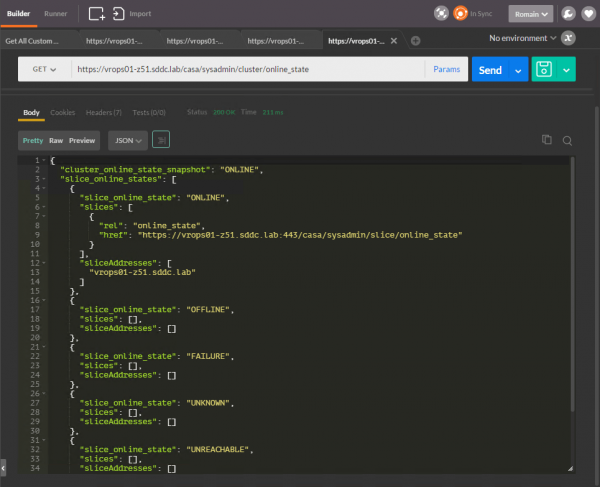 vROps CaSA API: get cluster online state per node / slice