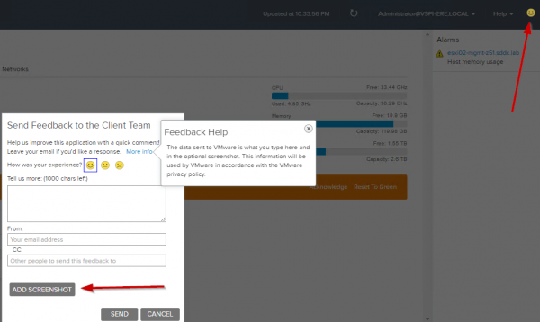 Feedback Function in the vSphere HTML5 Web Client