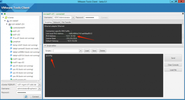 VMware Tools Client: execute script on guest without connectivity