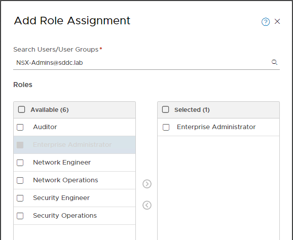 NSX-T Role-based Access Control Configuration